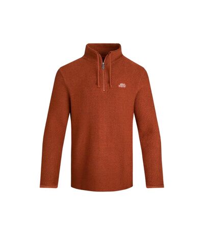 Mens cruiser macaroni quarter zip pullover brick red Weird Fish