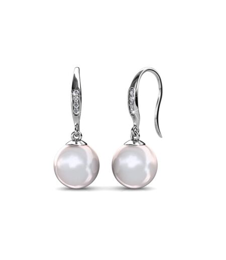 Boucles d'oreilles Pearl Hook, Perle d'Autriche, Cristal d'Autriche