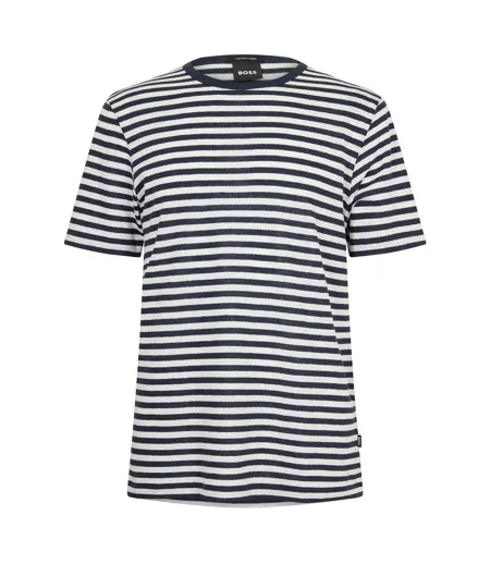 Mens Striped T-shirt Dark Blue Boss