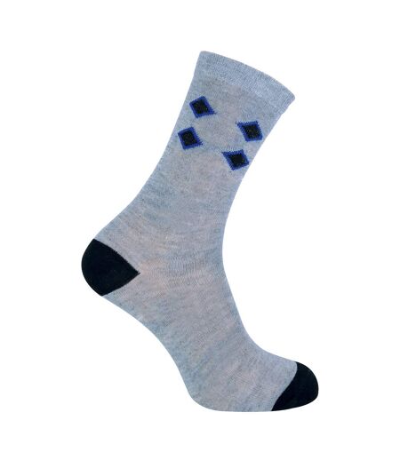 6 Pack Mens Blue Grey Argyle Striped Fashion Dress Socks