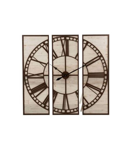 Paris Prix - Horloge Murale 3 Parties chiffres Romains 114cm Marron