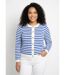 Gilet cardigan court col rond rayé boutonné-1