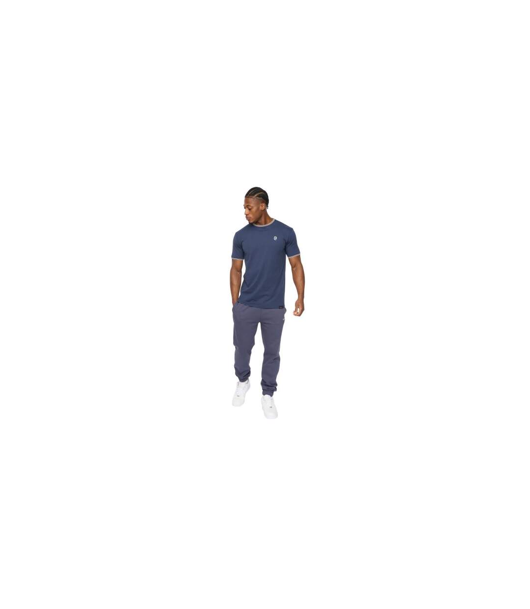 Mens Preece T-shirt Navy Crosshatch-1