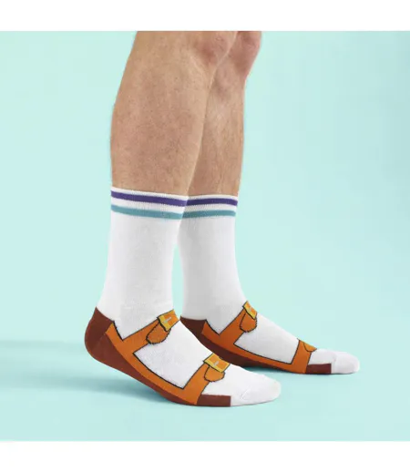 3 Pairs Mens Socks and Sandals Pattern Novelty Casual Socks | Funny Gift Idea