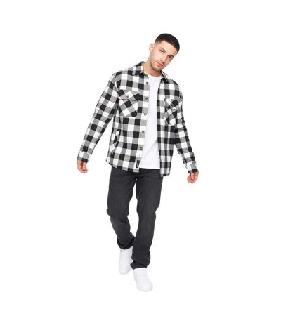 Mens Demaro Checked Lined Overshirt Black White Crosshatch