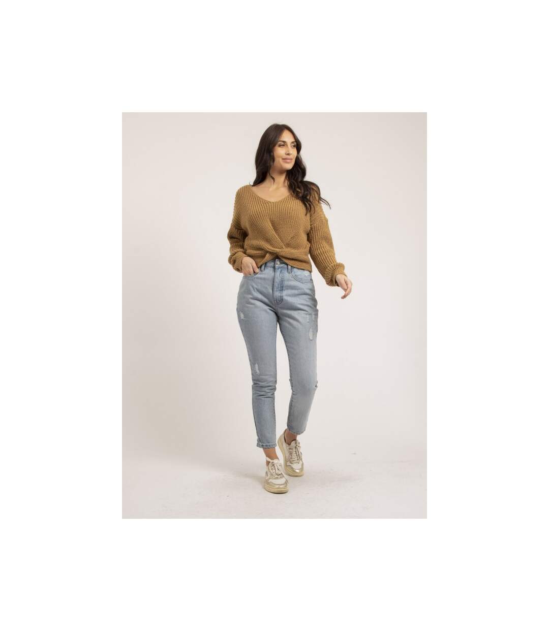 Pull col V avec noeud KIRVINA - Dona X Lisa-4