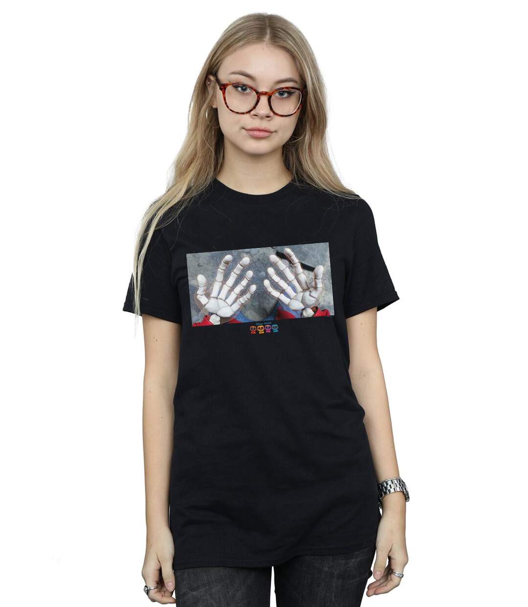 Disney - T-shirt COCO MIGUEL SKELETON HANDS - Femme (Noir) - UTBI16507-2