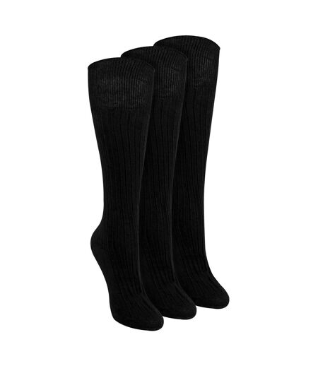 Ladies 3 Pack Knee High 100% Cotton Soft Breathable Socks