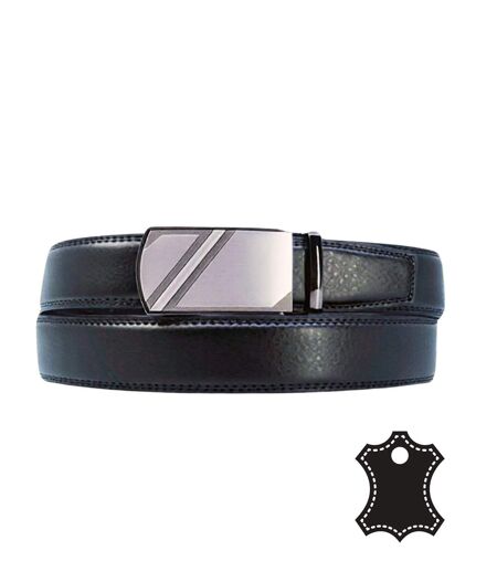 Ceinture en cuir de vachette noir pour homme - Sangle ajustable moderne