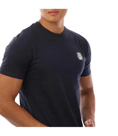Mens Chest Logo Crew Neck T-shirt Navy White Aquascutum