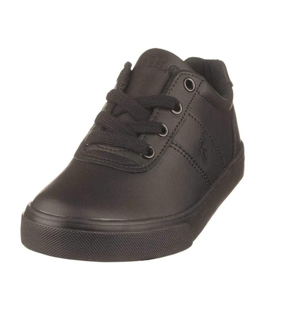 Womens/ladies Hanford Iii Leather Shoes Triple Black Ralph Lauren-2