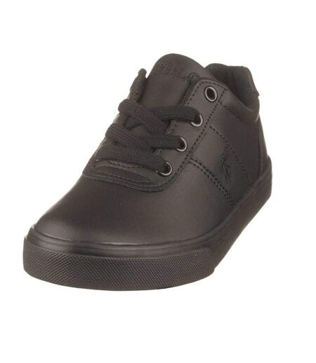 Womens/ladies Hanford Iii Leather Shoes Triple Black Ralph Lauren