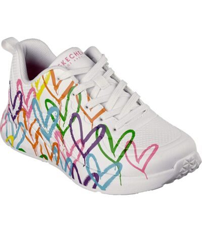 Womens/ladies uno lite heart of hearts trainers white/multicoloured Skechers