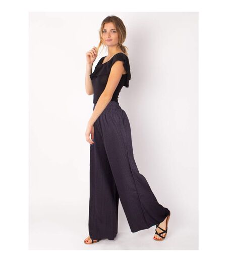 Pantalon fluide en viscose SANDY imprimé ethnique gris Coton Du Monde