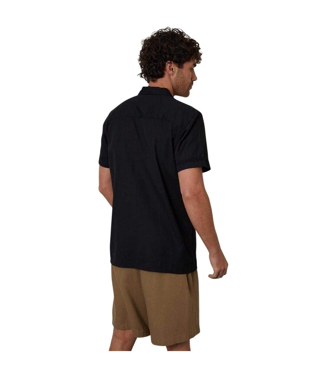 Chemise Manches Courtes Motif/style Bord En Crochet Homme Noir Threadbare-3