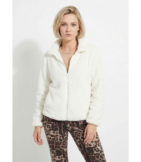 Veste fausse fourrure col montant manches longues