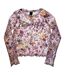 Womens/ladies Purple Rain Floral Mesh Logo Long-sleeved Crop Top Pink Prince-2