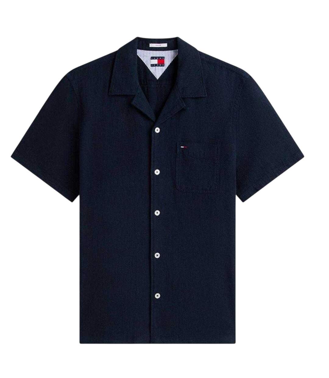 Mens Linen Short-sleeved Shirt Dark Navy Tommy Jeans-2
