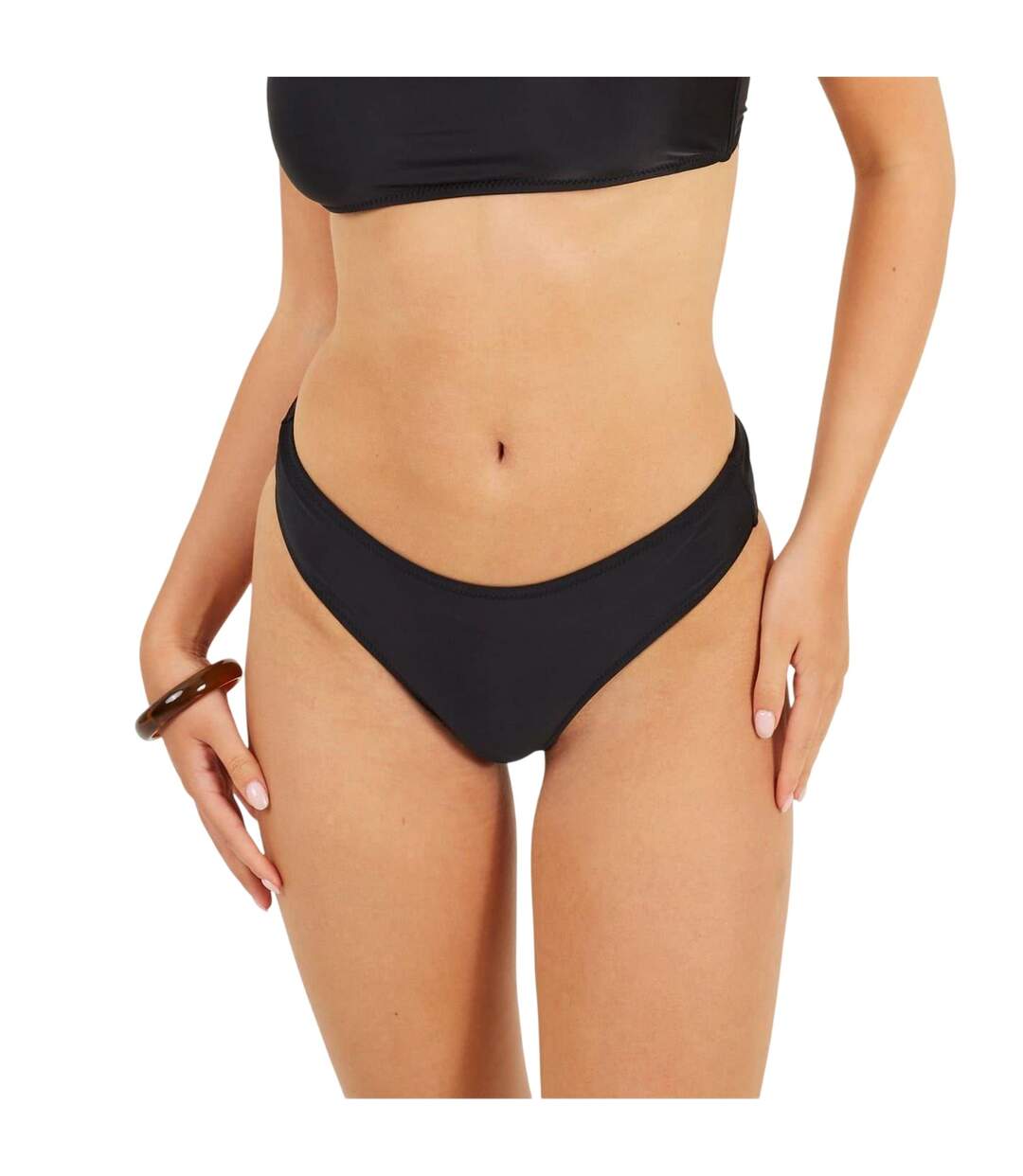 Womens/ladies Mid Rise Bikini Bottoms Black Brave Soul-4