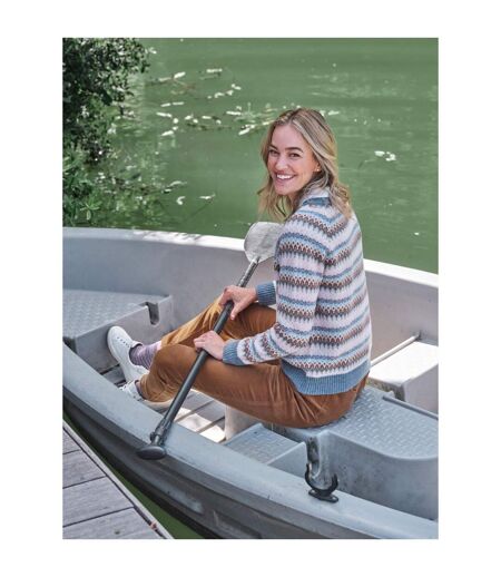 Womens/ladies Fair Isle Frosted Raglan Jumper Multicoloured WoolOvers
