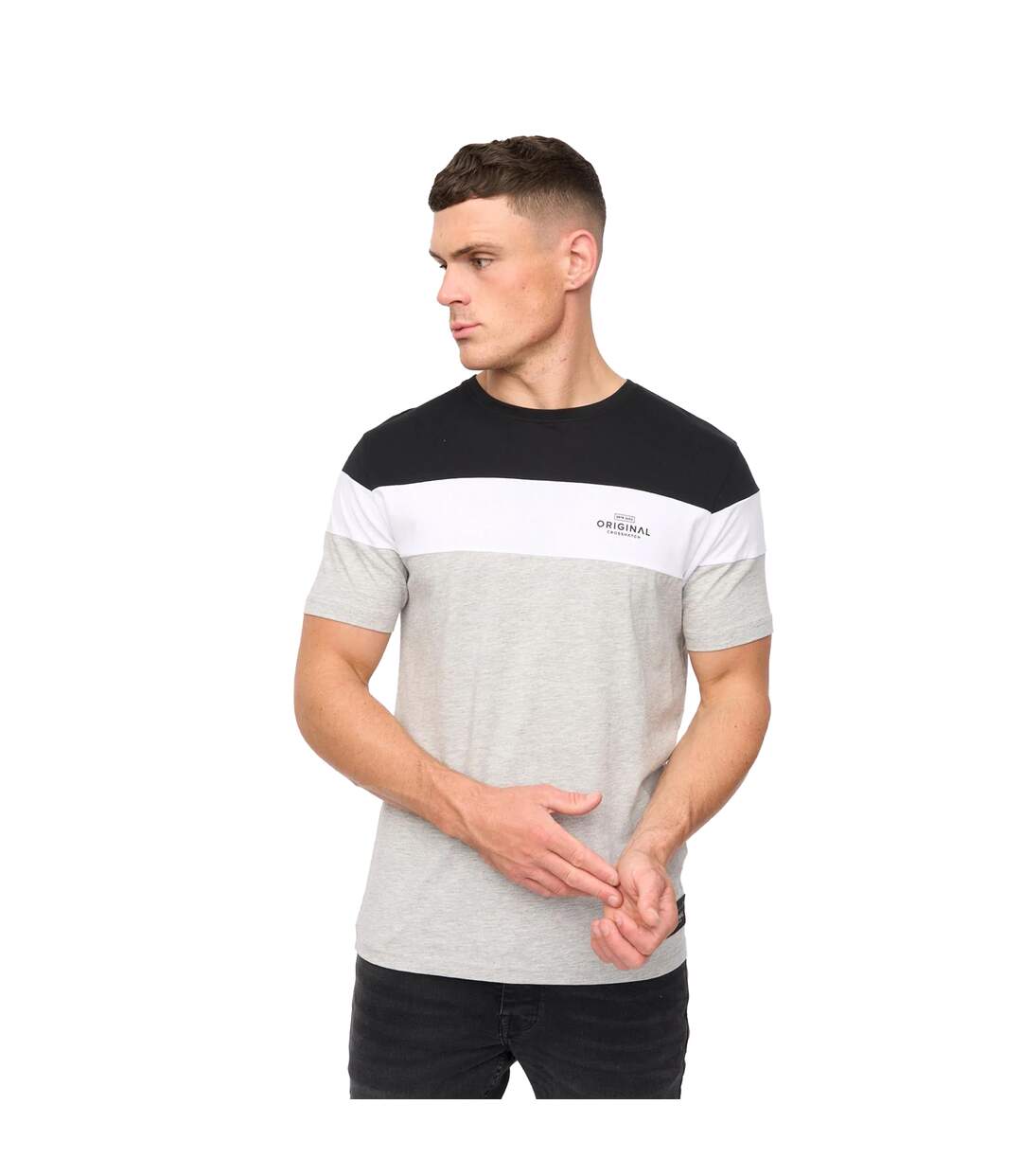 T-shirt Pattermay Homme Noir Crosshatch-2
