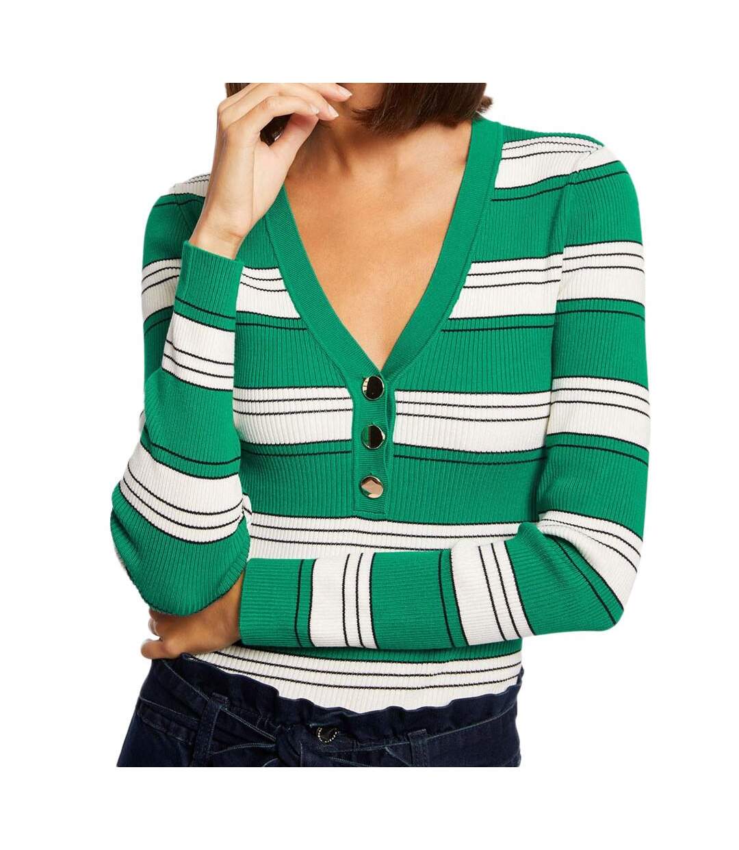 Pull Vert à rayures Femme Morgan Minou - M