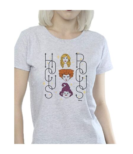 Disney T-shirt en coton Femme/Femme Hocus Pocus Faces (Gris sportif) - UTBI48517