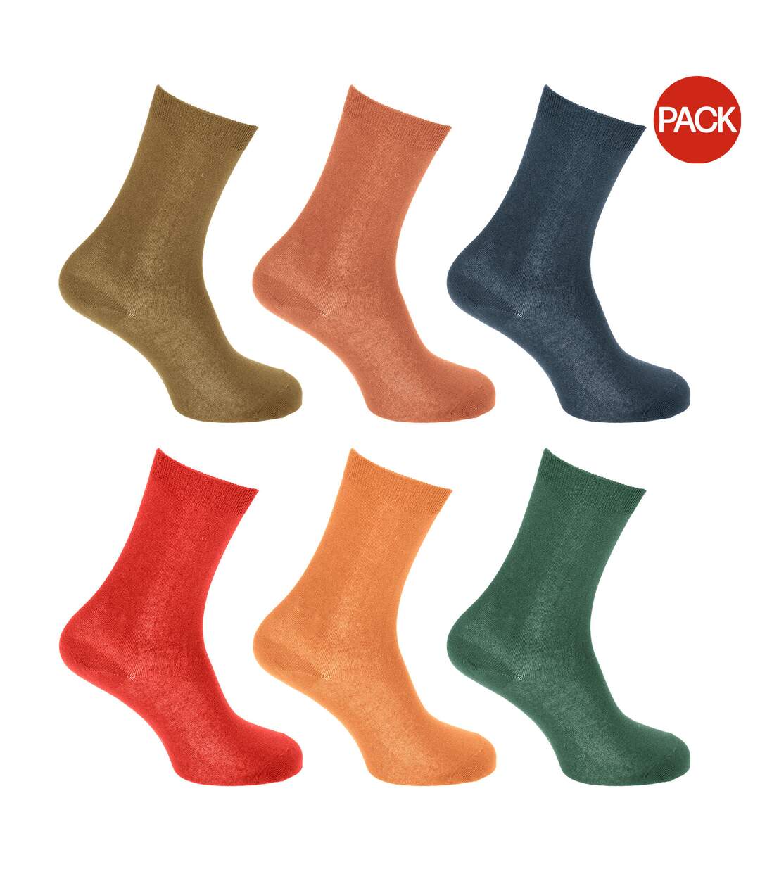 Pack of 6 Ladies/womens thermal viloft non elastic boot socks  teal/yellow/red/navy/brown/green Generic-1