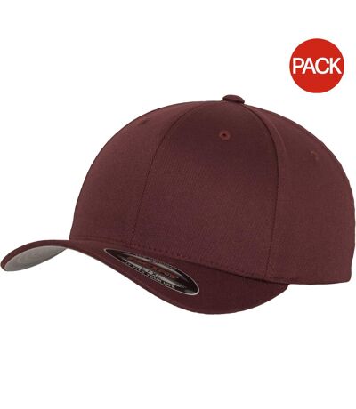 Lot de 2  casquettes de baseball homme bordeaux Yupoong