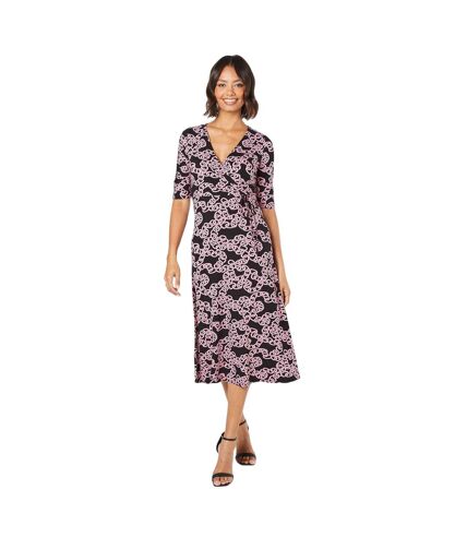 Robe mi-longue femme noir / rose Dorothy Perkins