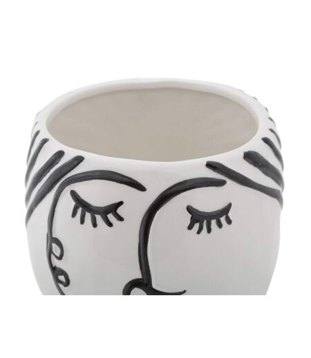 Vase Pot Visage en Porcelaine Face 18cm Blanc & Noir