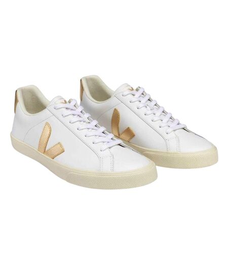 Womens/ladies Esplar Leather Flat Trainers White Veja