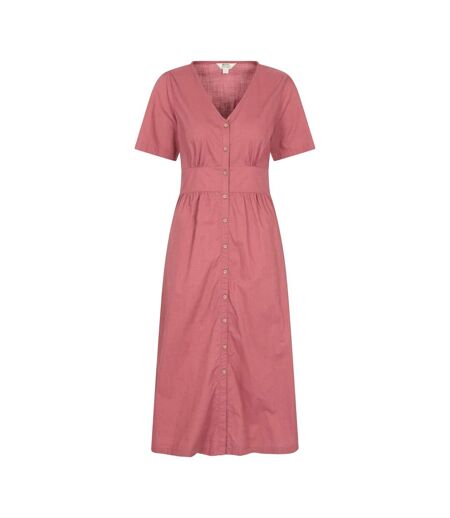 Womens/ladies Riviera Button Through Midi Dress Pink Mountain Warehouse