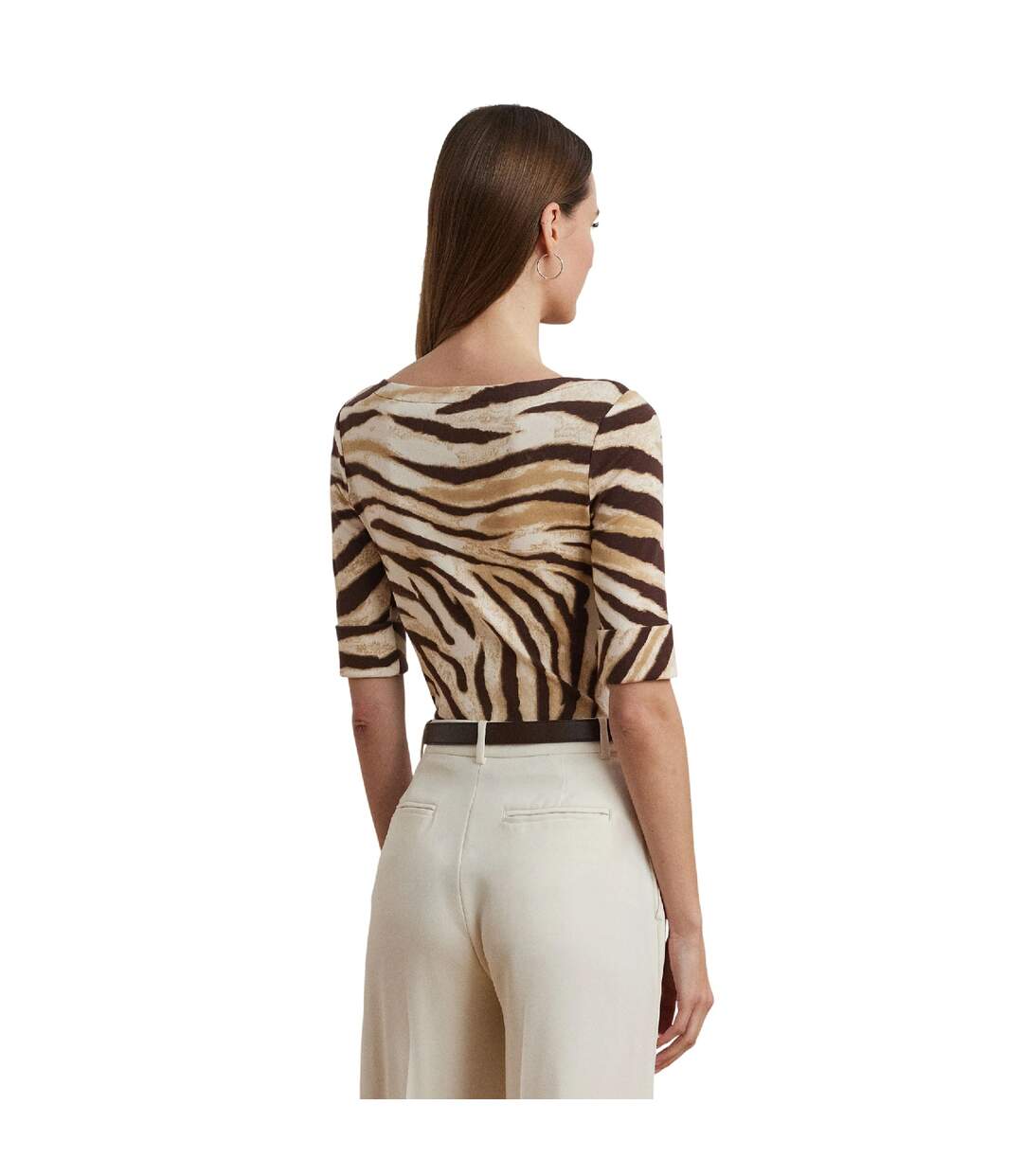 T-shirt Motif/style Imprimé Zèbre Judy Femme Crème Marron Ralph Lauren-3
