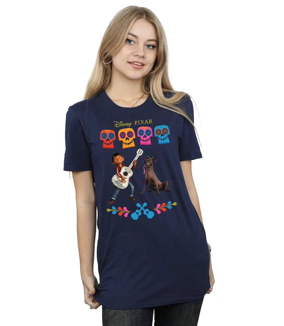 Disney - T-shirt COCO MIGUEL LOGO - Femme (Bleu marine) - UTBI16387-2
