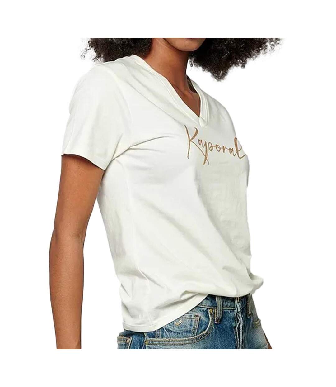 T-shirt Blanc Femme Kaporal SIGNEH24 - L