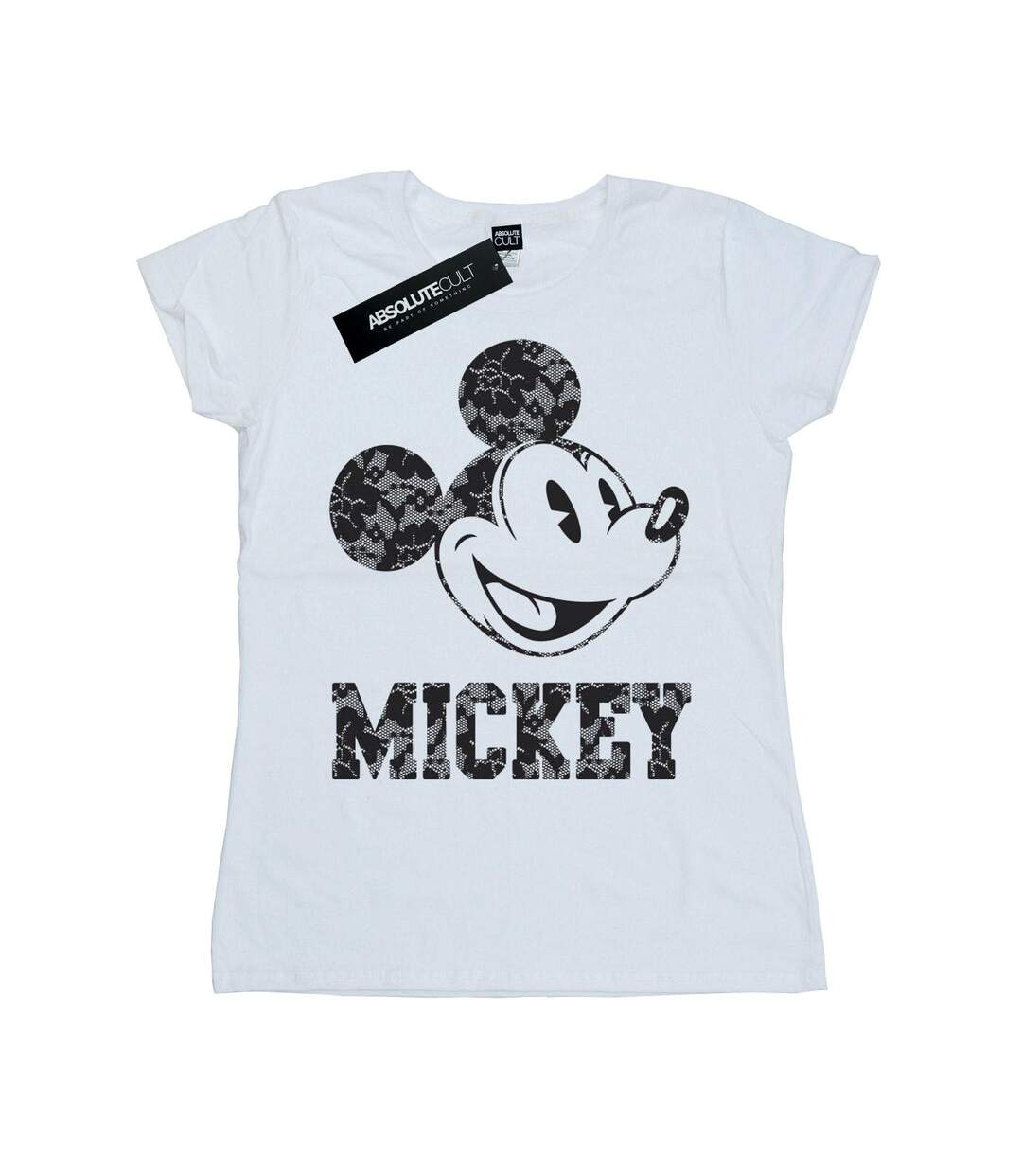 Disney T-shirt en coton à lacets Mickey Mouse Femme/Femme (Blanc) - UTBI31377-1