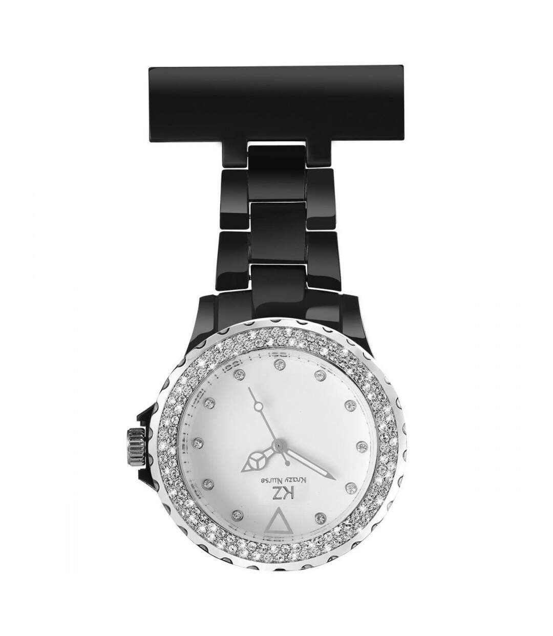 Belle Montre Infirmière Plastique Noir Strass