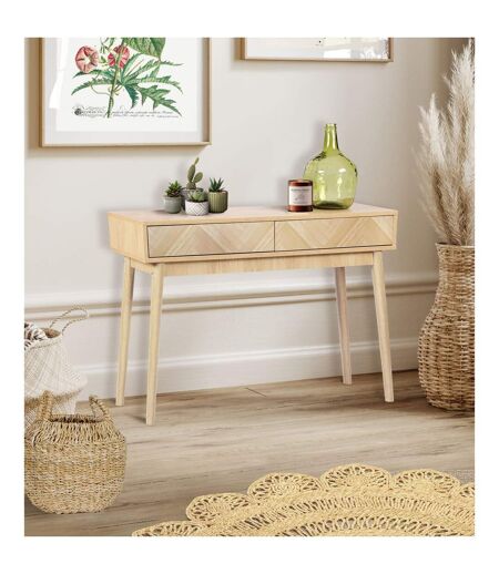 Console 2 tiroirs Shelby en bois avec système d'ouverture push pull - Beige