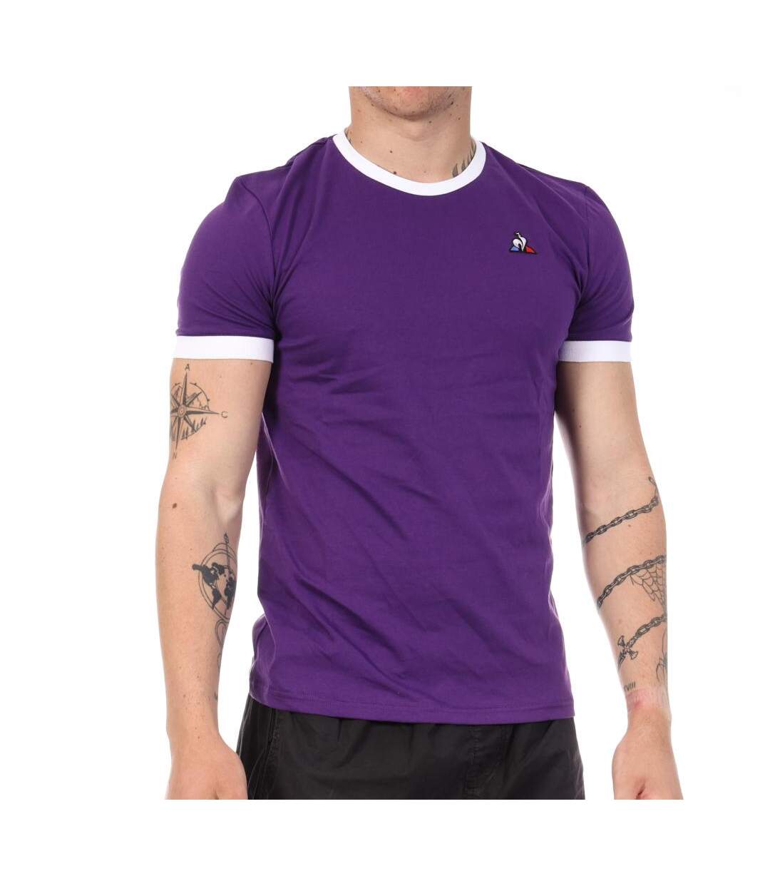 T-Shirt violet homme le coq sportif tee-1