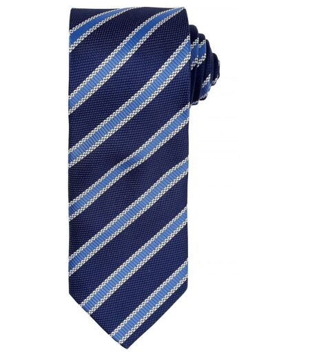 Cravate rayée - PR783 - bleu marine et bleu roi