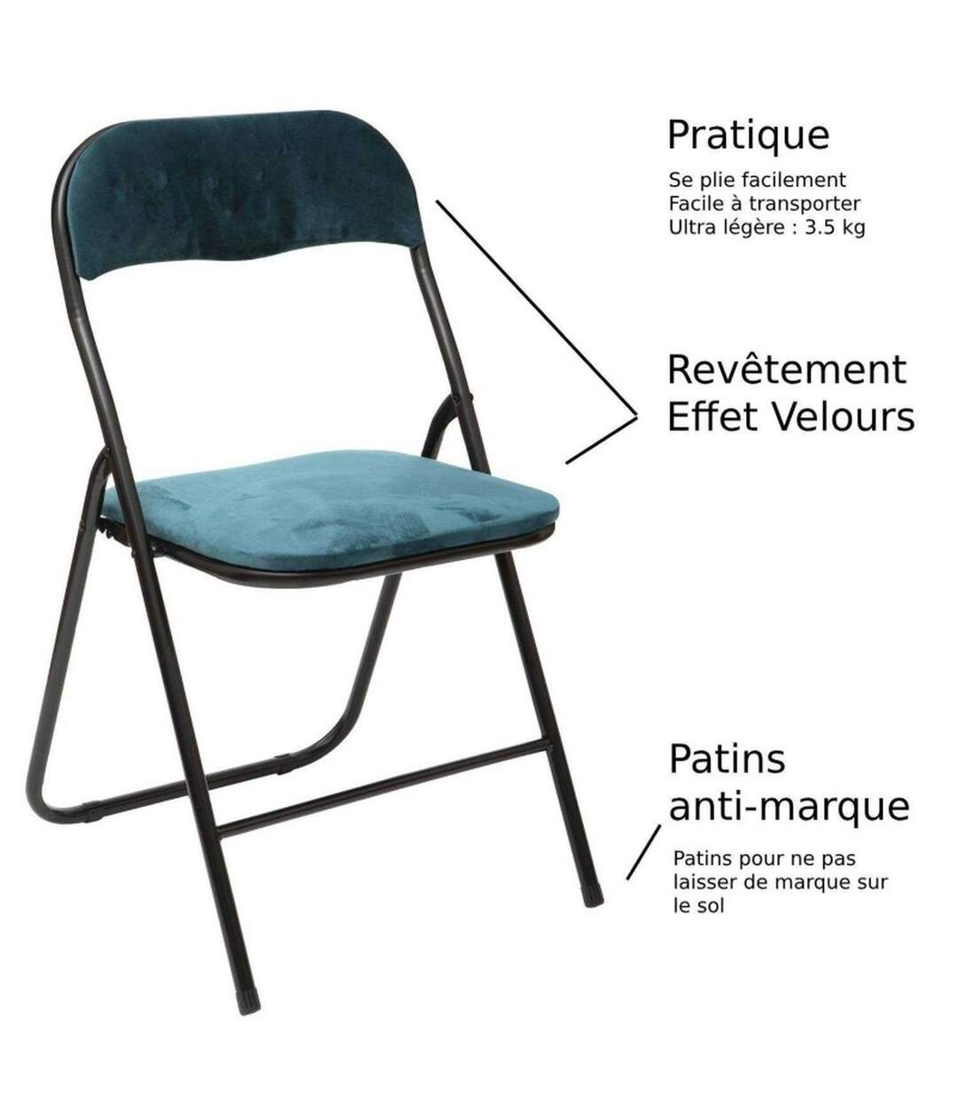 Chaise pliante effet velours-3