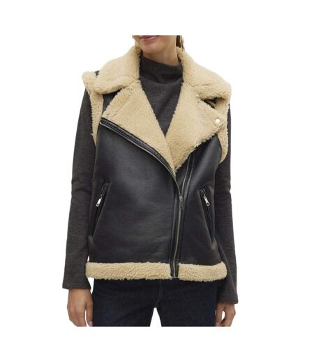 Veste sans manches noir/écru femme vero moda waistcoat