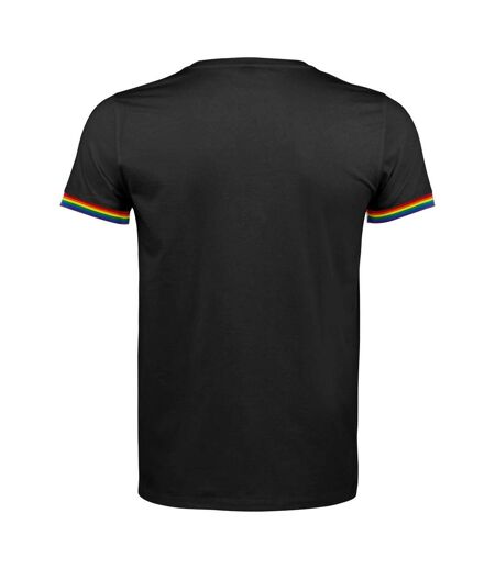 SOLS Mens Rainbow T-Shirt (Deep Black/Multicolored)