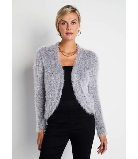 Gilet boléro court maille effet poilu