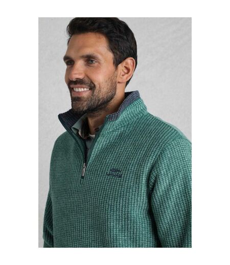 Mens newark grid eco friendly quarter zip fleece top leaf green Weird Fish