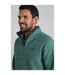Mens newark grid eco friendly quarter zip fleece top leaf green Weird Fish-4