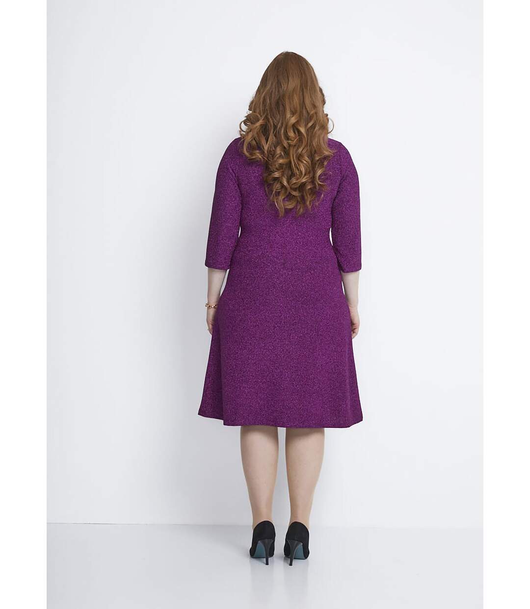 Robe courte effet cache-coeur maille pailletée-2
