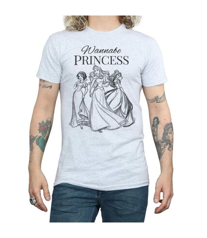 Disney Princess Mens Wannabe Princess T-Shirt (Sports Grey)
