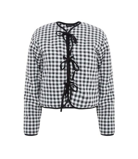 Womens/ladies Gingham Jacket Monochrome I Saw It First